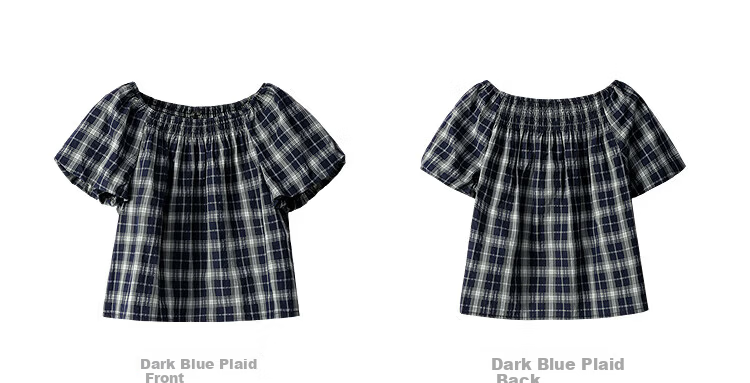 INMAN 100% Xinjiang Cotton Vintage Plaid Lantern Sleeve Shirt 2026 Summer Women's Off-Shoulder Top 15